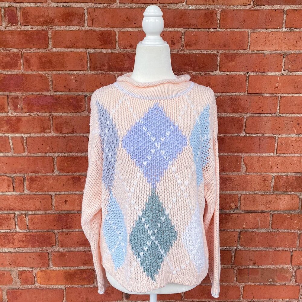 hand knit argyle sweater